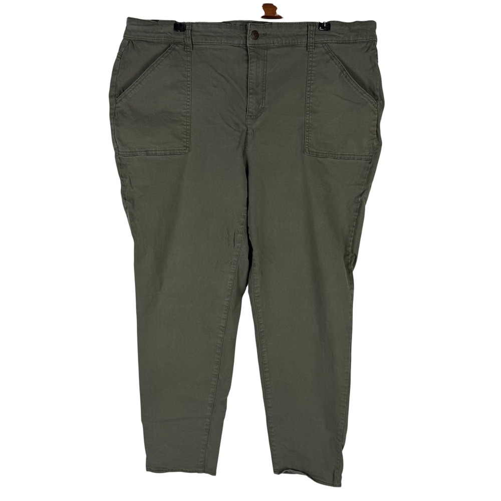 Lord & Taylor Women's 18W Olive Green Utility Pants Cotton Stretch